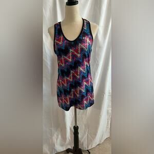 FILA SPORT Women’s Tank Stretchy Racerback Athletic Top Aztec Print Size L